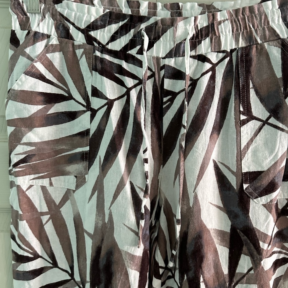 NYCC palm print linen pants 12 - Picture 3 of 6